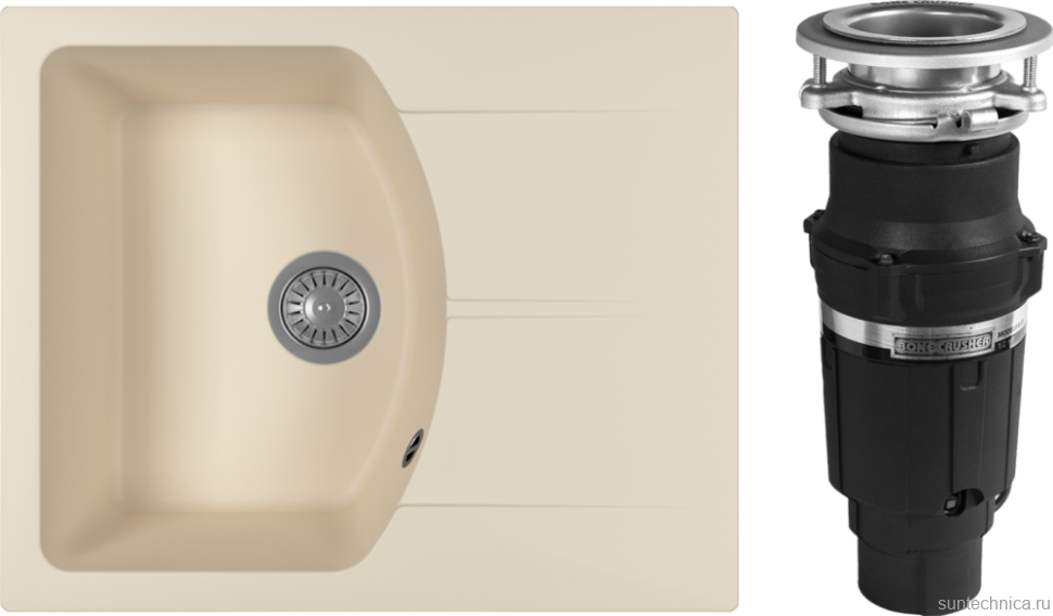 Комплект Мойка Florentina Паола 620 шампань + Измельчитель Bone Crusher BC 610-AS
