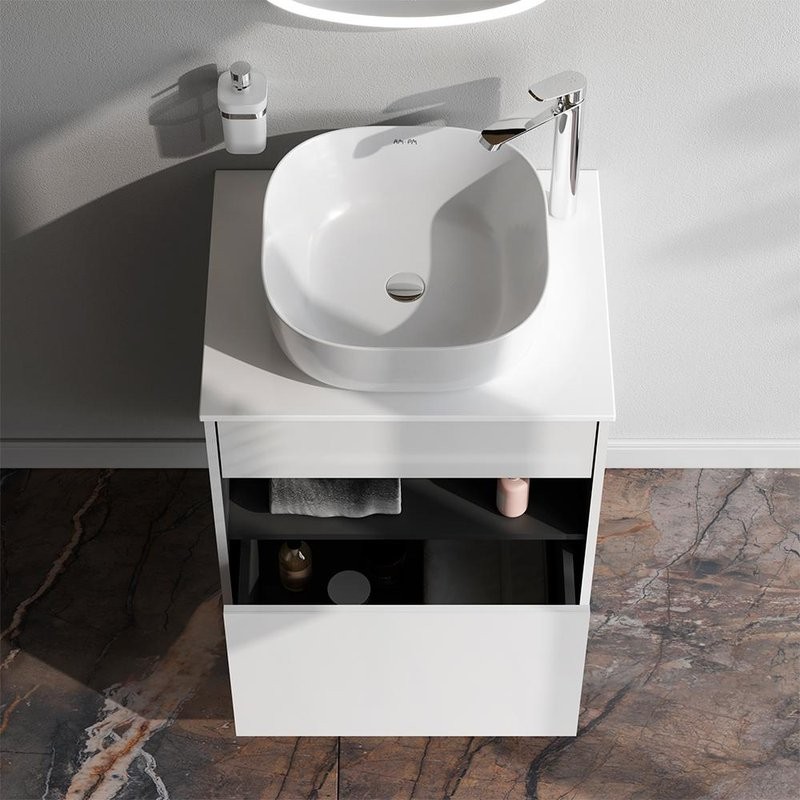 Тумба с раковиной AM.PM Func 60 белый глянец, со столешницей, раковина M8FWCC30430WG