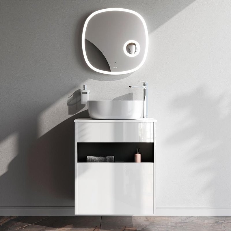 Тумба с раковиной AM.PM Func 60 белый глянец, со столешницей, раковина M8FWCC30430WG