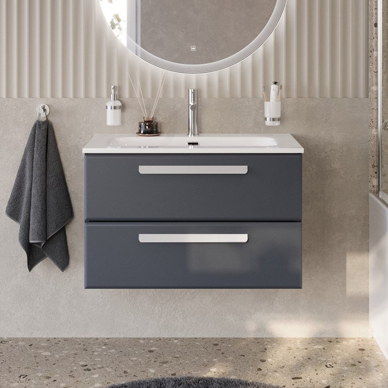 Тумба под раковину без столешницы Cezares Eco Cer-N 80 grafito, ручки сатин