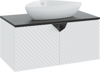 Тумба под раковину со столешницей Runo Андорра 85 белая матовая, черная