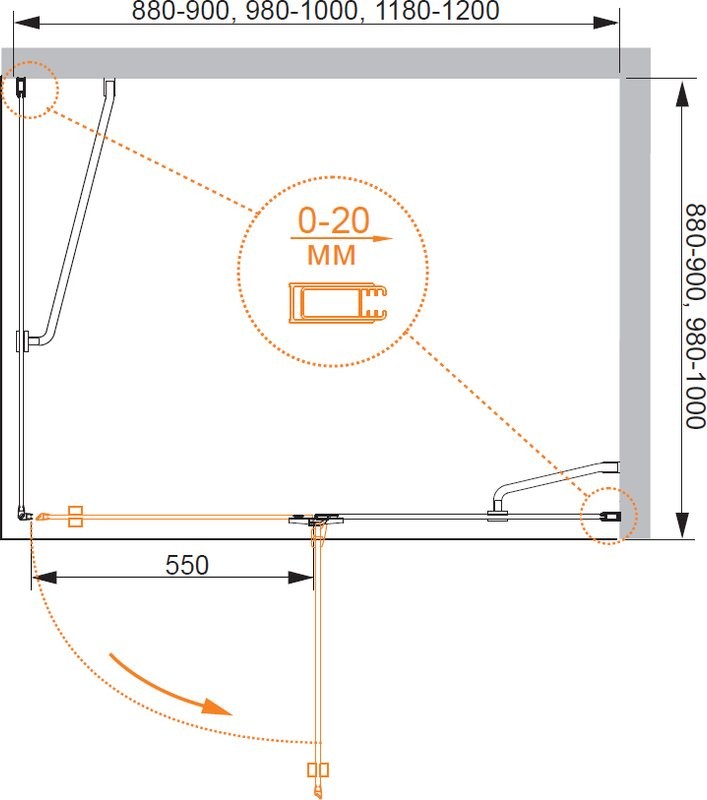 Душевой уголок Cezares Bergamo AH1 90/100 C Cr R