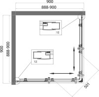 Душевой уголок BelBagno Uno 195 A 2 90 P Cr стекло текстурное