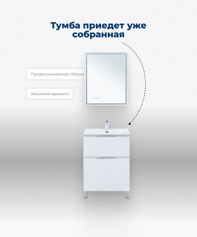 Тумба под раковину Aquanet Алвита New 60 напольная, белый матовый