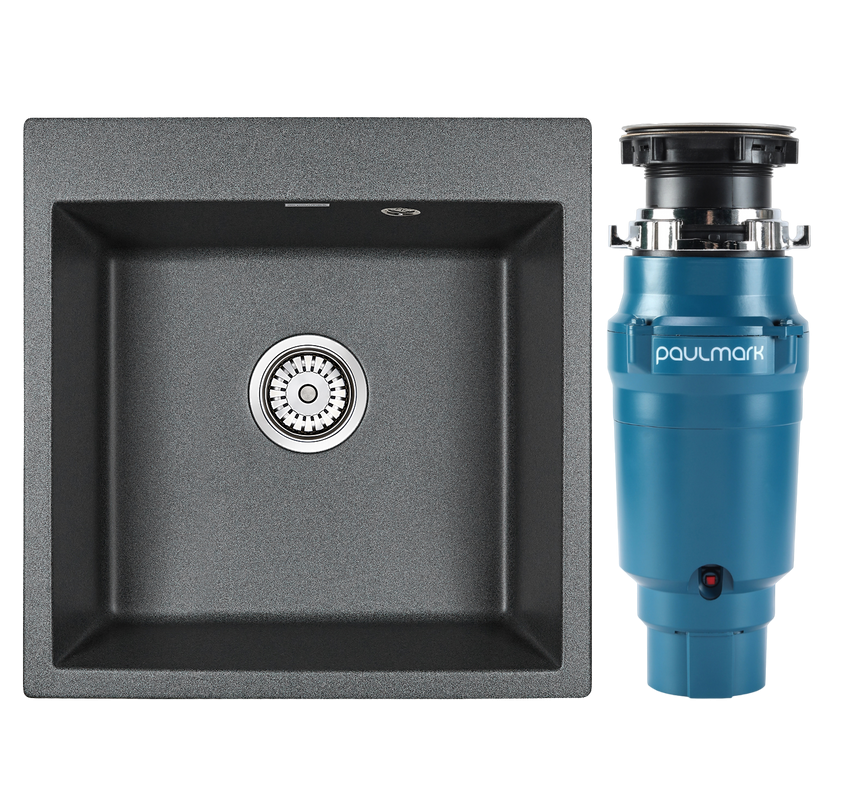 Комплект Мойка Paulmark Kante 50 PM105152-DG графит + Измельчитель Intenso