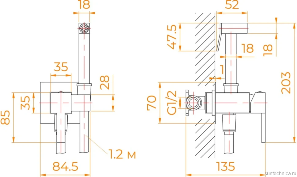 Гигиенический душ RGW Shower Panels SP-212 со смесителем, С ВНУТРЕННЕЙ ЧАСТЬЮ, хром