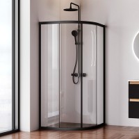 Душевой уголок AM.PM X-Joy Twin Slide W88G-205-090BT64 90x90, профиль черный