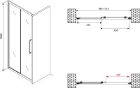 Душевая дверь в нишу Abber Schwarzer Diamant AG30100MH 100 см, профиль хром, стекло матовое
