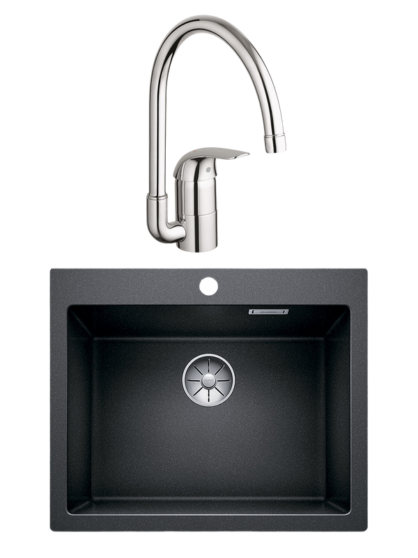 Комплект Мойка Blanco Pleon 6 антрацит + Смеситель Grohe Euroeco