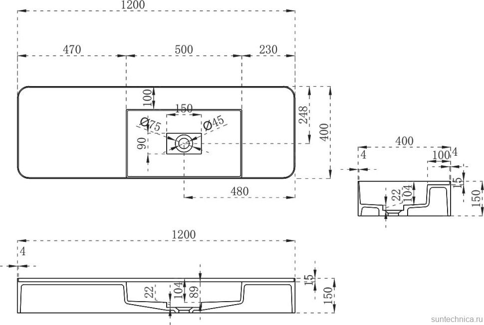 Раковина Vincea VWB-6S412MW 120 матовая белая