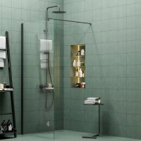 Душевая перегородка KERAMA MARAZZI Vetro VE.90.WI.BLK.M 90 см, профиль матовый черный, стекло прозрачное