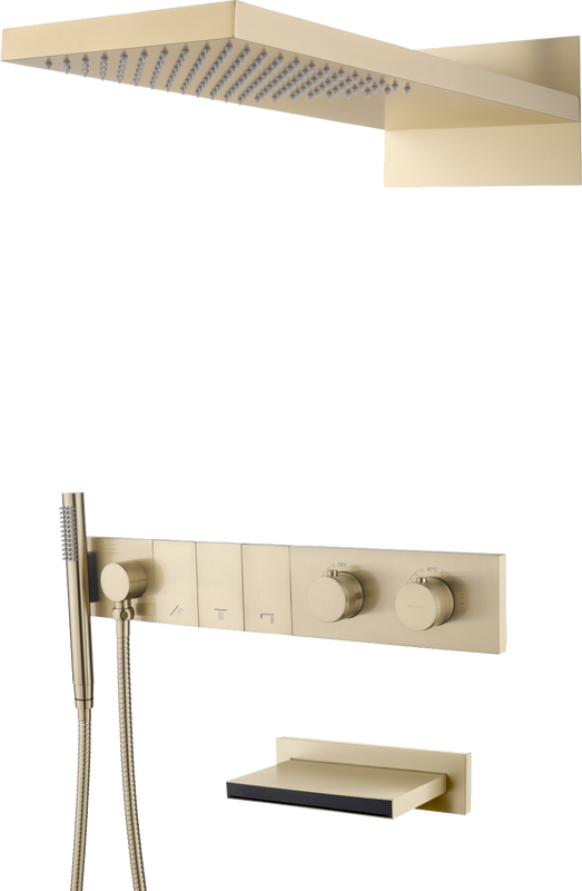 Душевой комплект Boheme Zodiac 133-2-MG термостат, С ВНУТРЕННЕЙ ЧАСТЬЮ, matt gold