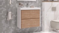 Тумба с раковиной Velvex Gesso 70.2Y дуб сонома, белая