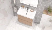 Тумба с раковиной Velvex Gesso 70.2Y дуб сонома, белая
