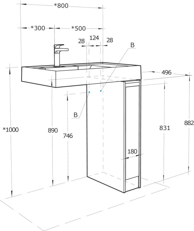 Тумба под раковину без столешницы AQUATON Лондри 20 дуб кантри, фасад дуб кантри