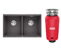 Комплект Мойка Blanco Subline 350/350-U темная скала + Измельчитель Franke