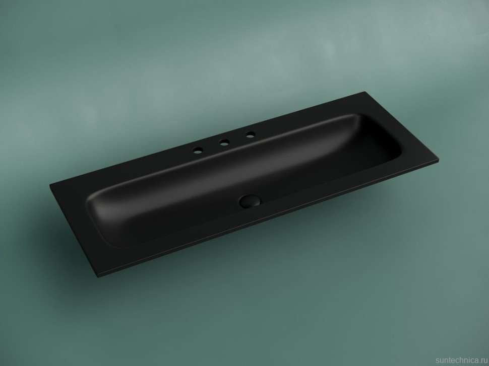 Мебельная раковина Ceramicanova Grace прямоугольная 121см с тремя отверстиями под смеситель черный матовый CN7024MB