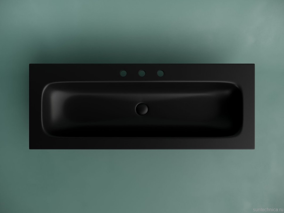 Мебельная раковина Ceramicanova Grace прямоугольная 121см с тремя отверстиями под смеситель черный матовый CN7024MB