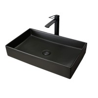 Накладная раковина GID Geometrico Bm9496 61 матовая черная, прямоугольная, фаянс
