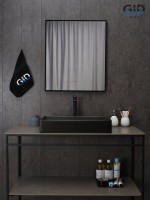 Накладная раковина GID Geometrico Bm9496 61 матовая черная, прямоугольная, фаянс