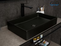 Накладная раковина GID Geometrico Bm9496 61 матовая черная, прямоугольная, фаянс