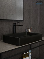 Накладная раковина GID Geometrico Bm9496 61 матовая черная, прямоугольная, фаянс