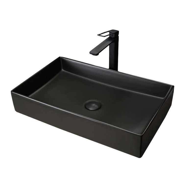 Накладная раковина GID Geometrico Bm9496 61 матовая черная, прямоугольная, фаянс