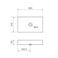 Накладная раковина GID Geometrico Bm9496 61 матовая черная, прямоугольная, фаянс