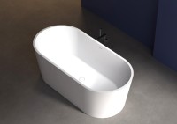 Акриловая ванна Abber AB9209 170x80 см, отдельностоящая, белая, овальная, с каркасом, со сливом-переливом