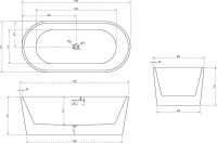 Акриловая ванна Abber AB9209 170x80 см, отдельностоящая, белая, овальная, с каркасом, со сливом-переливом