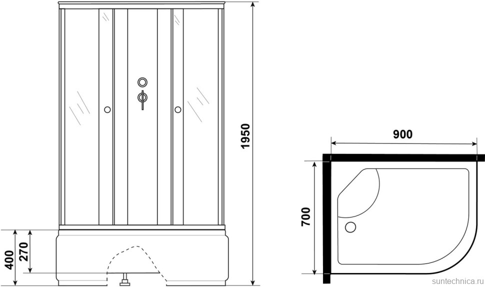 Душевая кабина Niagara Eco E90/70/40L/TN/BK 90х70 см, без крыши
