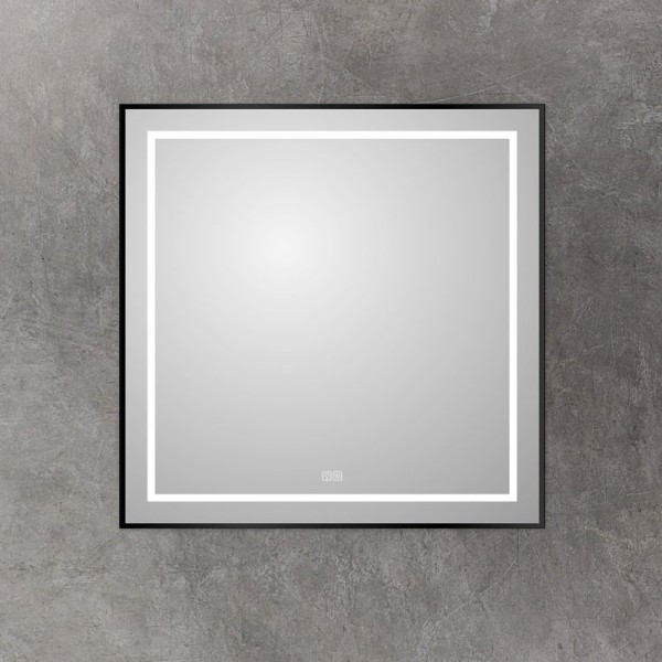 Зеркало BelBagno Kraft 80x80, с подсветкой, с подогревом, черный