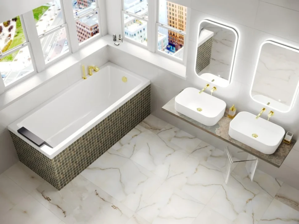 Акриловая ванна WHITECROSS Wave 130x70 см, встраиваемая, белый глянец, на ножках