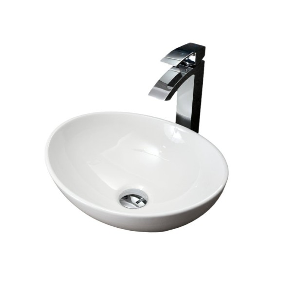 Накладная раковина GID Lago N9138 41 глянцевая белая, овальная, фаянс