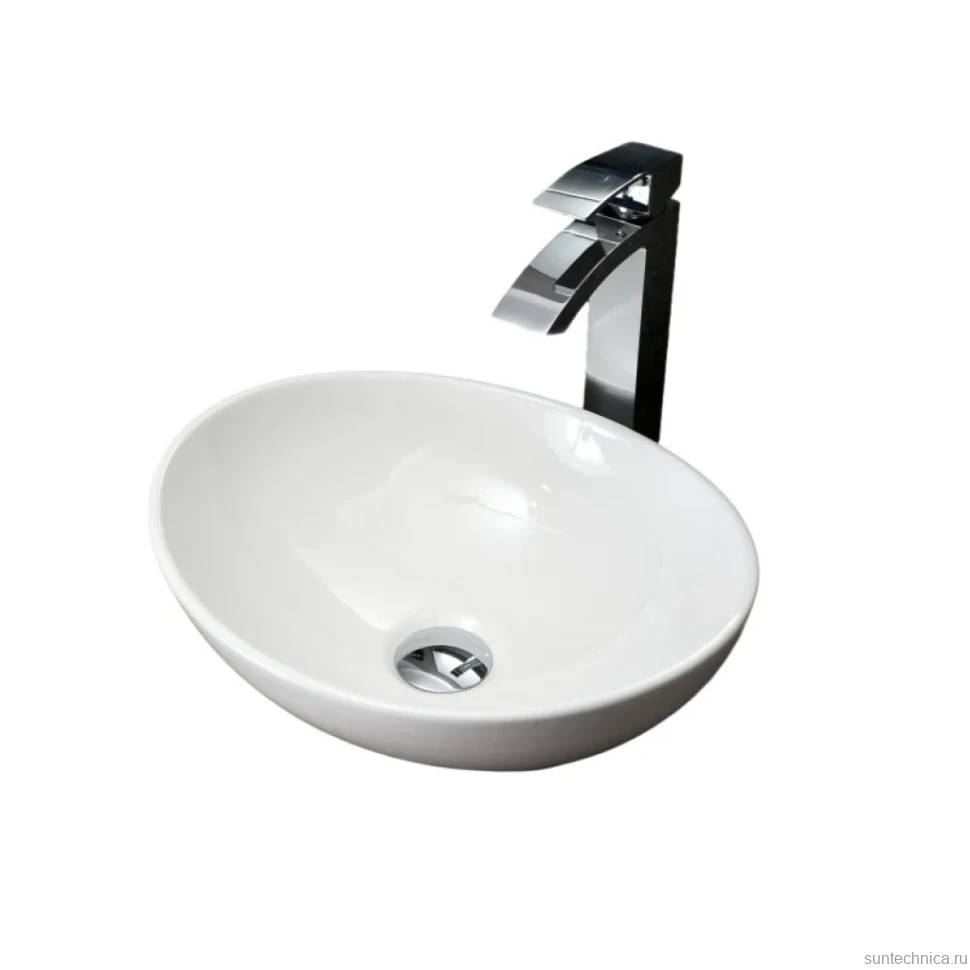 Накладная раковина GID Lago N9138 41 глянцевая белая, овальная, фаянс