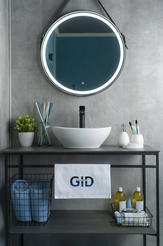 Накладная раковина GID Lago N9138 41 глянцевая белая, овальная, фаянс