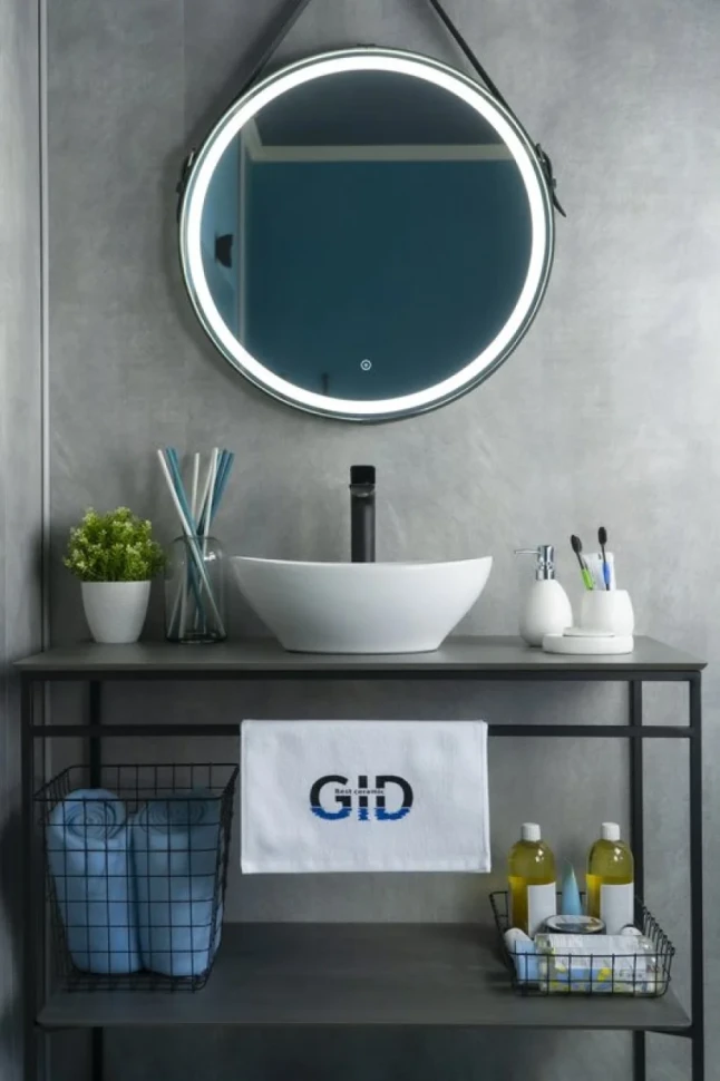 Накладная раковина GID Lago N9138 41 глянцевая белая, овальная, фаянс