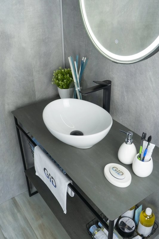 Накладная раковина GID Lago N9138 41 глянцевая белая, овальная, фаянс