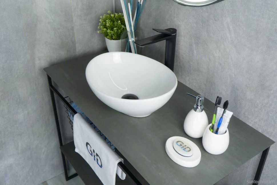 Накладная раковина GID Lago N9138 41 глянцевая белая, овальная, фаянс