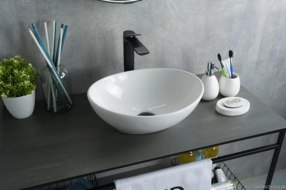 Накладная раковина GID Lago N9138 41 глянцевая белая, овальная, фаянс
