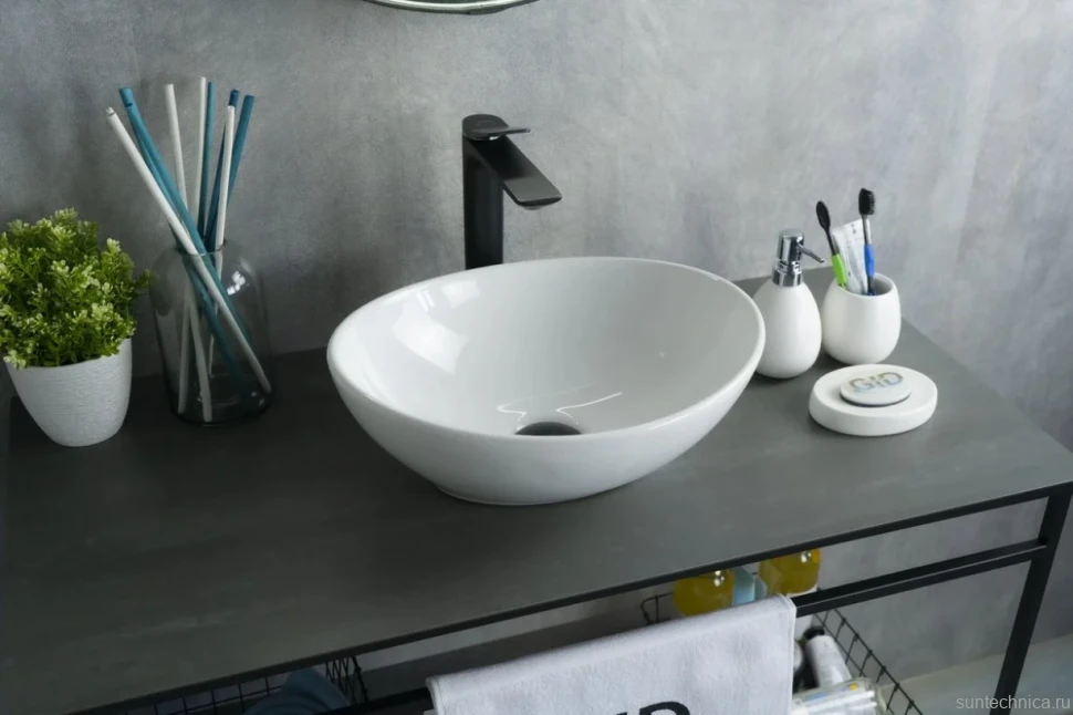 Накладная раковина GID Lago N9138 41 глянцевая белая, овальная, фаянс