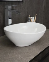Накладная раковина GID Lago N9138 41 глянцевая белая, овальная, фаянс
