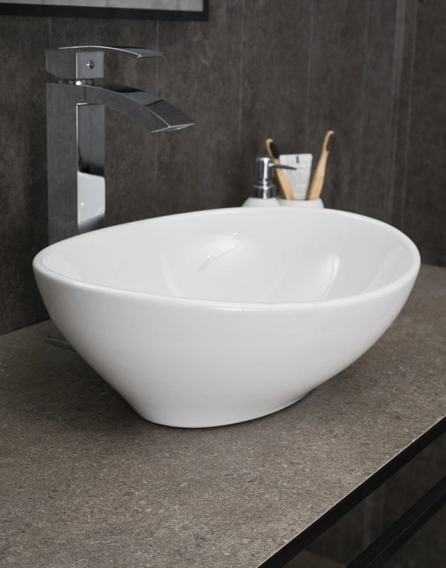 Накладная раковина GID Lago N9138 41 глянцевая белая, овальная, фаянс