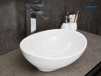 Накладная раковина GID Lago N9138 41 глянцевая белая, овальная, фаянс