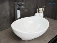 Накладная раковина GID Lago N9138 41 глянцевая белая, овальная, фаянс