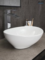 Накладная раковина GID Lago N9138 41 глянцевая белая, овальная, фаянс