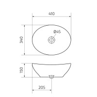 Накладная раковина GID Lago N9138 41 глянцевая белая, овальная, фаянс