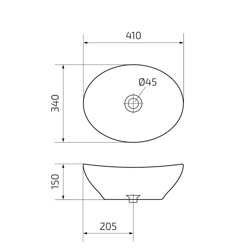 Накладная раковина GID Lago N9138 41 глянцевая белая, овальная, фаянс