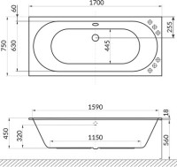 Акриловая ванна Excellent Oceana WAEX.OCE17.SOFT 170x75 см, встраиваемая, с гидромассажем, белая, с каркасом, со сливом-переливом