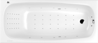 Акриловая ванна WHITECROSS Layla Slim NANO 180x80 см, встраиваемая, с гидромассажем, белая, с каркасом, со сливом-переливом